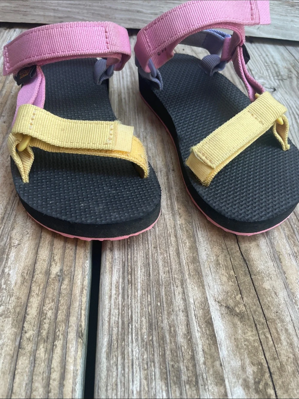 Teva Original Universal Kids Pink Purple Yellow Sport Sandals Size K13